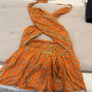 Orange Paisley Halter Romper